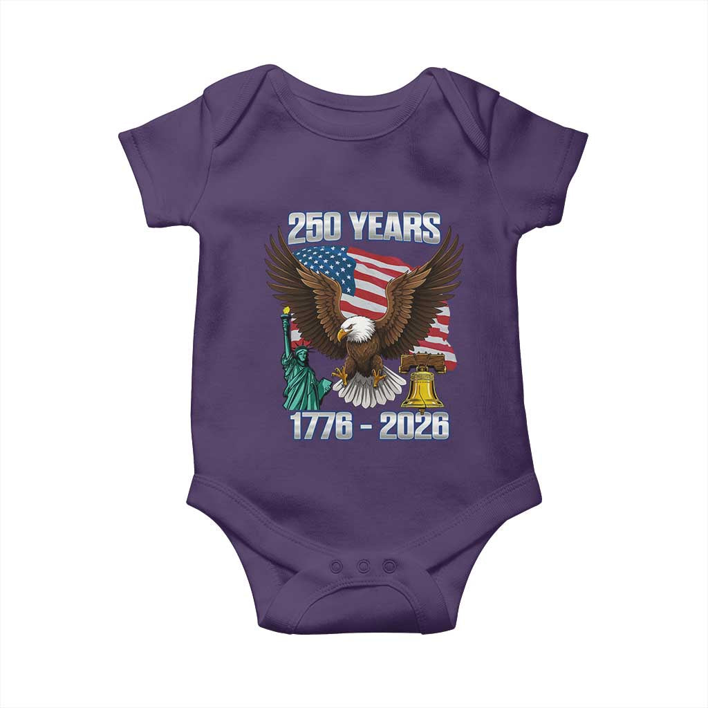 250 Years of Freedom 1776 2026 Patriotic Eagle Baby Onesie 4th of July American Flag Liberty Bell Statue of Liberty