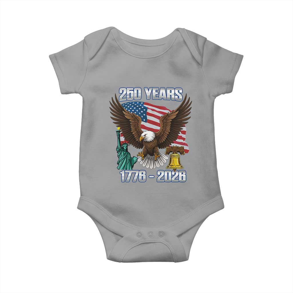 250 Years of Freedom 1776 2026 Patriotic Eagle Baby Onesie 4th of July American Flag Liberty Bell Statue of Liberty