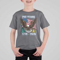 250 Years of Freedom 1776 2026 Patriotic Eagle T Shirt For Kid 4th of July American Flag Liberty Bell Statue of Liberty