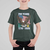 250 Years of Freedom 1776 2026 Patriotic Eagle T Shirt For Kid 4th of July American Flag Liberty Bell Statue of Liberty