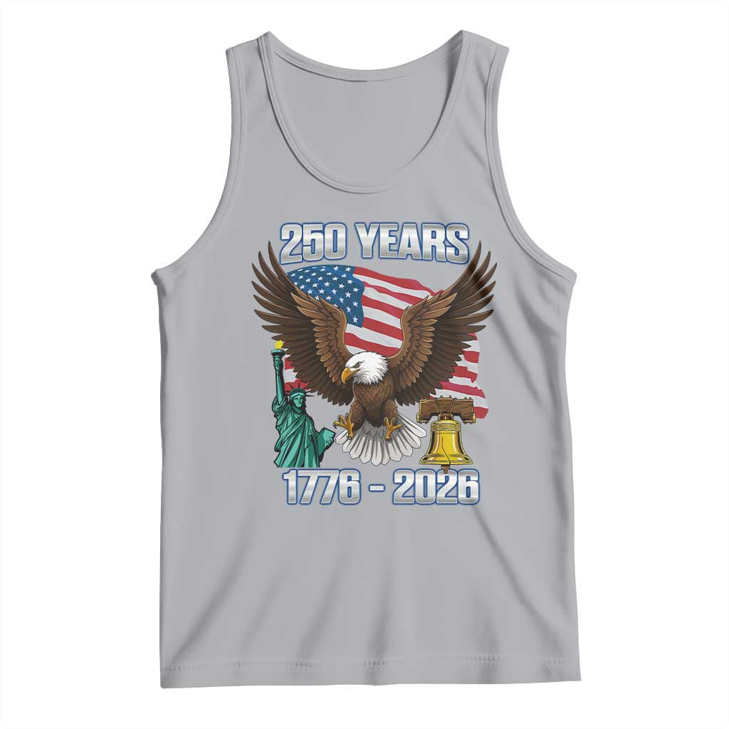 250 Years of Freedom 1776 2026 Patriotic Eagle Tank Top 4th of July American Flag Liberty Bell Statue of Liberty