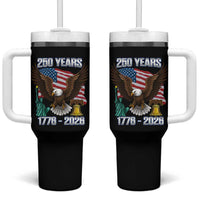 250 Years of Freedom 1776 2026 Patriotic Eagle Tumbler With Handle 4th of July American Flag Liberty Bell Statue of Liberty