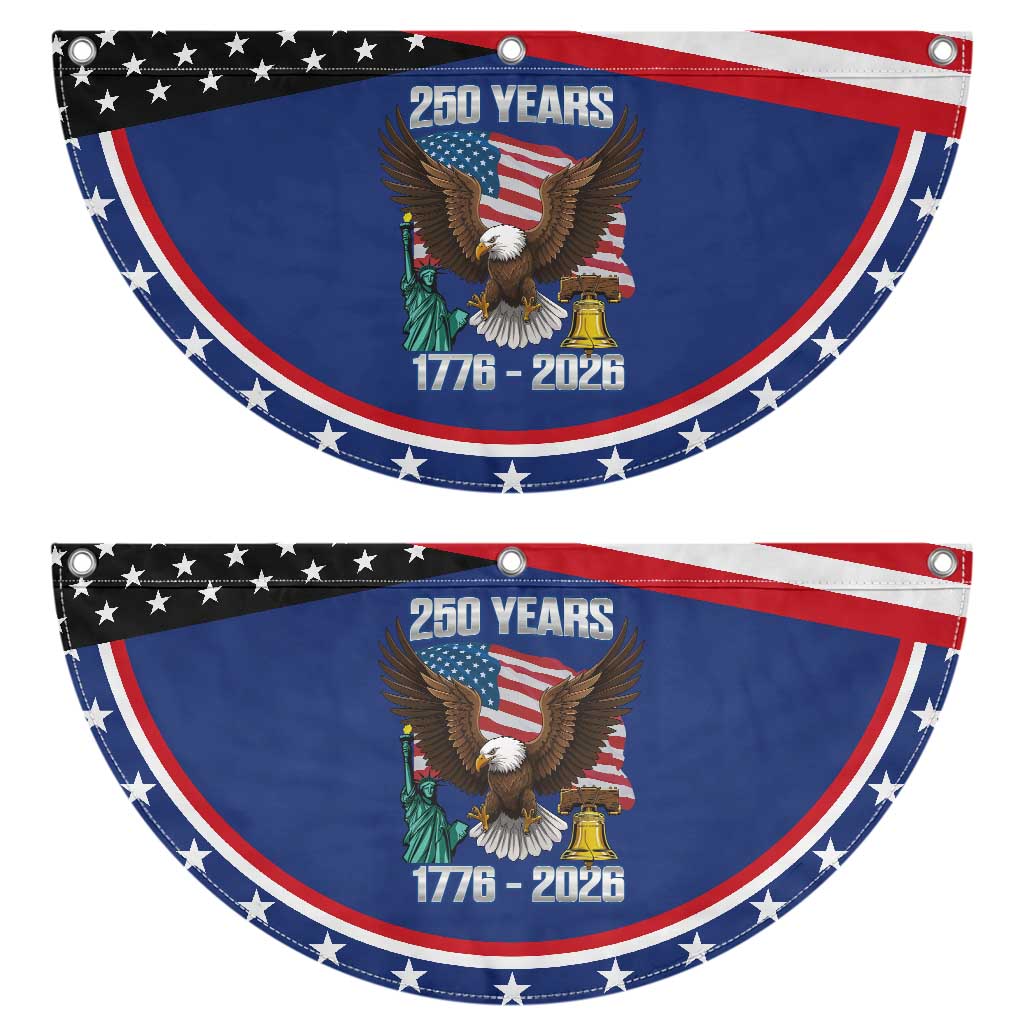 250 Years of Freedom 1776 2026 American Eagle Patriotic Fan Flag 4th of July American Flag Liberty Bell Statue of Liberty