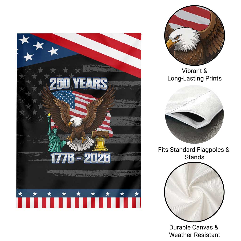 250 Years of Freedom 1776 2026 Patriotic Eagle Garden Flag 4th of July American Flag Liberty Bell Statue of Liberty