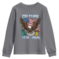 250 Years of Freedom 1776 2026 Patriotic Eagle Youth Sweatshirt 4th of July American Flag Liberty Bell Statue of Liberty