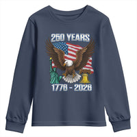 250 Years of Freedom 1776 2026 Patriotic Eagle Youth Sweatshirt 4th of July American Flag Liberty Bell Statue of Liberty