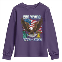 250 Years of Freedom 1776 2026 Patriotic Eagle Youth Sweatshirt 4th of July American Flag Liberty Bell Statue of Liberty