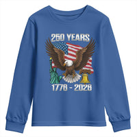 250 Years of Freedom 1776 2026 Patriotic Eagle Youth Sweatshirt 4th of July American Flag Liberty Bell Statue of Liberty