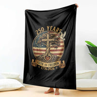 250 Years Faith and Freedom 1776 2026 Throw Blanket Cross Tree Dove Religious Patriotic Christian