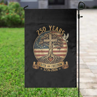 250 Years Faith and Freedom 1776 2026 Garden Flag Cross Tree Dove Religious Patriotic Christian