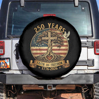 250 Years Faith and Freedom 1776 2026 Spare Tire Cover Cross Tree Dove Religious Patriotic Christian