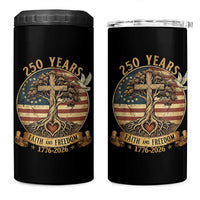 250 Years Faith and Freedom 1776 2026 4 in 1 Can Cooler Tumbler Cross Tree Dove Religious Patriotic Christian