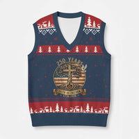 250 Years Faith and Freedom 1776 2026 V-Neck Knit Sweater Vest Cross Tree Dove Religious Patriotic Christian