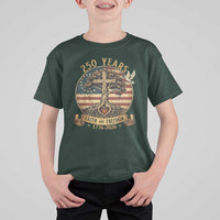 250 Years Faith and Freedom 1776 2026 T Shirt For Kid Cross Tree Dove Religious Patriotic Christian