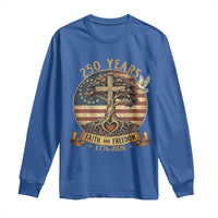 250 Years Faith and Freedom 1776 2026 Long Sleeve Shirt Cross Tree Dove Religious Patriotic Christian