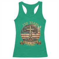 250 Years Faith and Freedom 1776 2026 Racerback Tank Top Cross Tree Dove Religious Patriotic Christian