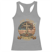 250 Years Faith and Freedom 1776 2026 Racerback Tank Top Cross Tree Dove Religious Patriotic Christian