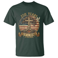 250 Years Faith and Freedom 1776 2026 T Shirt Cross Tree Dove Religious Patriotic Christian