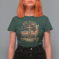 250 Years Faith and Freedom 1776 2026 T Shirt For Women Cross Tree Dove Religious Patriotic Christian