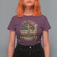 250 Years Faith and Freedom 1776 2026 T Shirt For Women Cross Tree Dove Religious Patriotic Christian