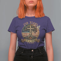 250 Years Faith and Freedom 1776 2026 T Shirt For Women Cross Tree Dove Religious Patriotic Christian