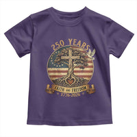 250 Years Faith and Freedom 1776 2026 Toddler T Shirt Cross Tree Dove Religious Patriotic Christian