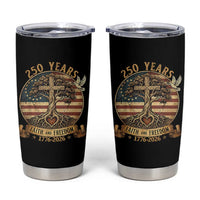 250 Years Faith and Freedom 1776 2026 Tumbler Cup Cross Tree Dove Religious Patriotic Christian
