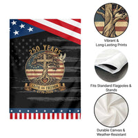 250 Years Faith and Freedom 1776 2026 Garden Flag Cross Tree Dove Religious Patriotic Christian