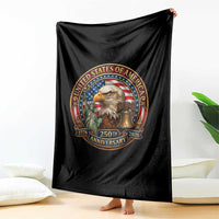 USA 250th Anniversary Emblem 1776 2026 Throw Blanket Patriotic Seal with Bald Eagle Liberty Bell Statue of Liberty