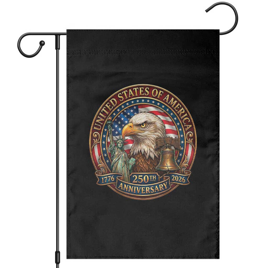 USA 250th Anniversary Emblem 1776 2026 Garden Flag Patriotic Seal with Bald Eagle Liberty Bell Statue of Liberty