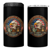 USA 250th Anniversary Emblem 1776 2026 4 in 1 Can Cooler Tumbler Patriotic Seal with Bald Eagle Liberty Bell Statue of Liberty