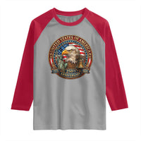 USA 250th Anniversary Emblem 1776 2026 Raglan Shirt Patriotic Seal with Bald Eagle Liberty Bell Statue of Liberty