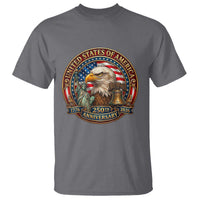 USA 250th Anniversary Emblem 1776 2026 T Shirt Patriotic Seal with Bald Eagle Liberty Bell Statue of Liberty