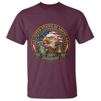 USA 250th Anniversary Emblem 1776 2026 T Shirt Patriotic Seal with Bald Eagle Liberty Bell Statue of Liberty