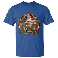 USA 250th Anniversary Emblem 1776 2026 T Shirt Patriotic Seal with Bald Eagle Liberty Bell Statue of Liberty