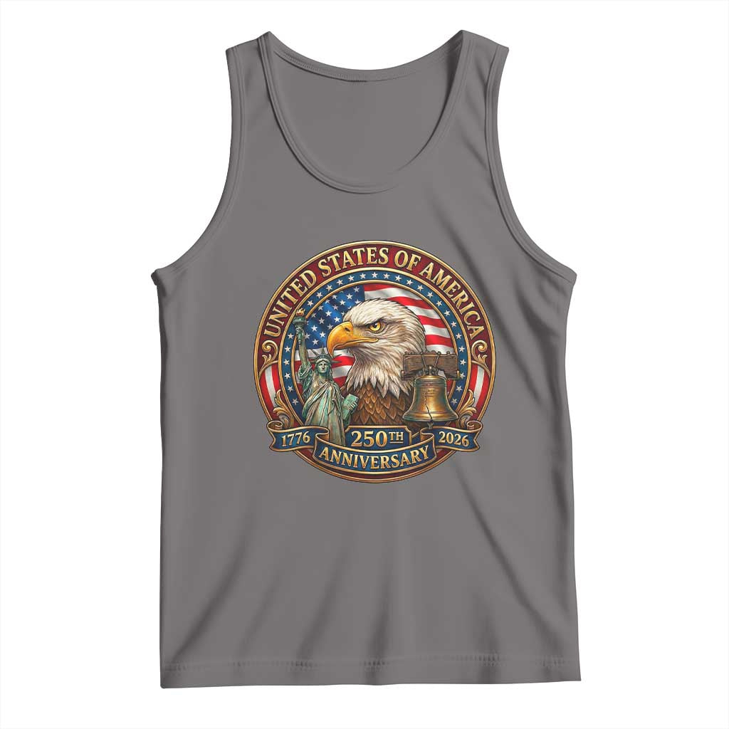 USA 250th Anniversary Emblem 1776 2026 Tank Top Patriotic Seal with Bald Eagle Liberty Bell Statue of Liberty