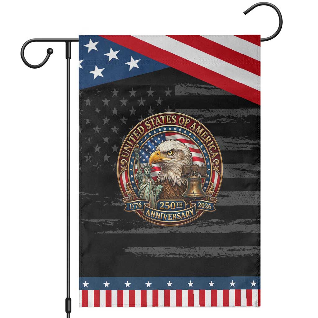 USA 250th Anniversary Emblem 1776 2026 Garden Flag Patriotic Seal with Bald Eagle Liberty Bell Statue of Liberty