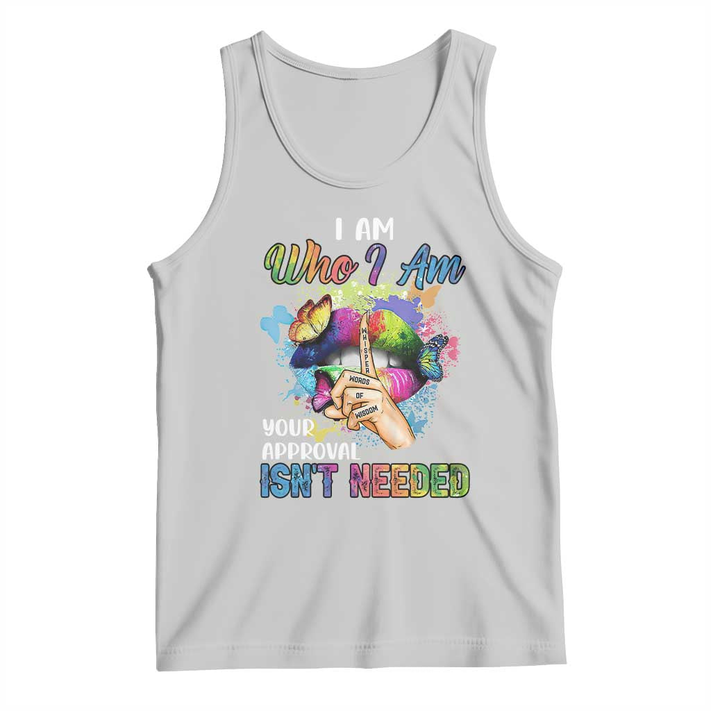 Black Queen Tank Top I Am Who I Am Your Approval Isn't Needed Colorful Butterflies