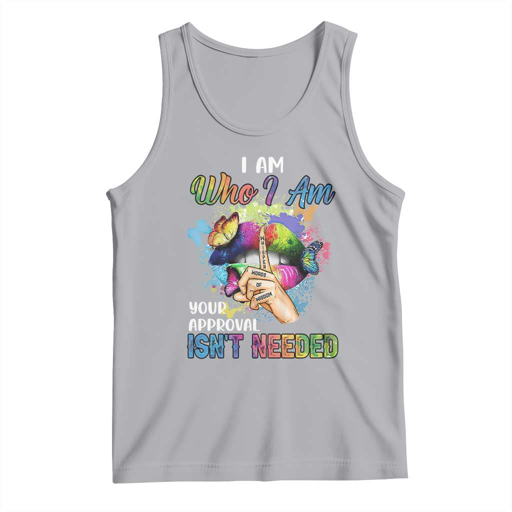 Black Queen Tank Top I Am Who I Am Your Approval Isn't Needed Colorful Butterflies
