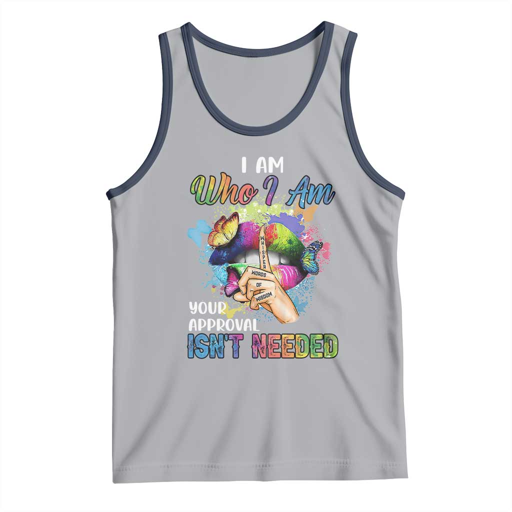 Black Queen Tank Top I Am Who I Am Your Approval Isn't Needed Colorful Butterflies