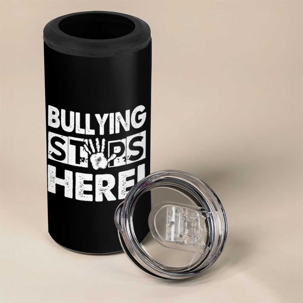 Pink Shirt Day 4 in 1 Can Cooler Tumbler Bullying Stops Here Stand Up To Bullies