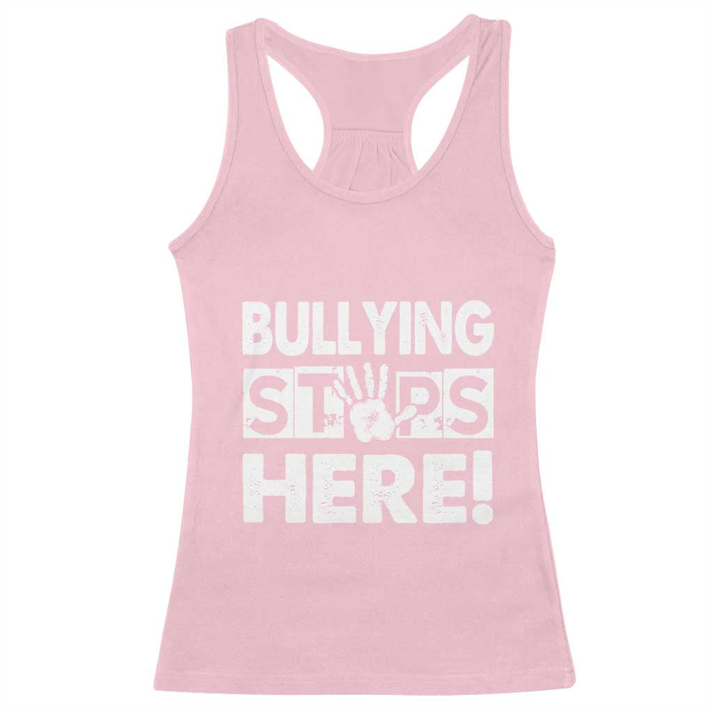 Pink Shirt Day Racerback Tank Top Bullying Stops Here Stand Up To Bullies