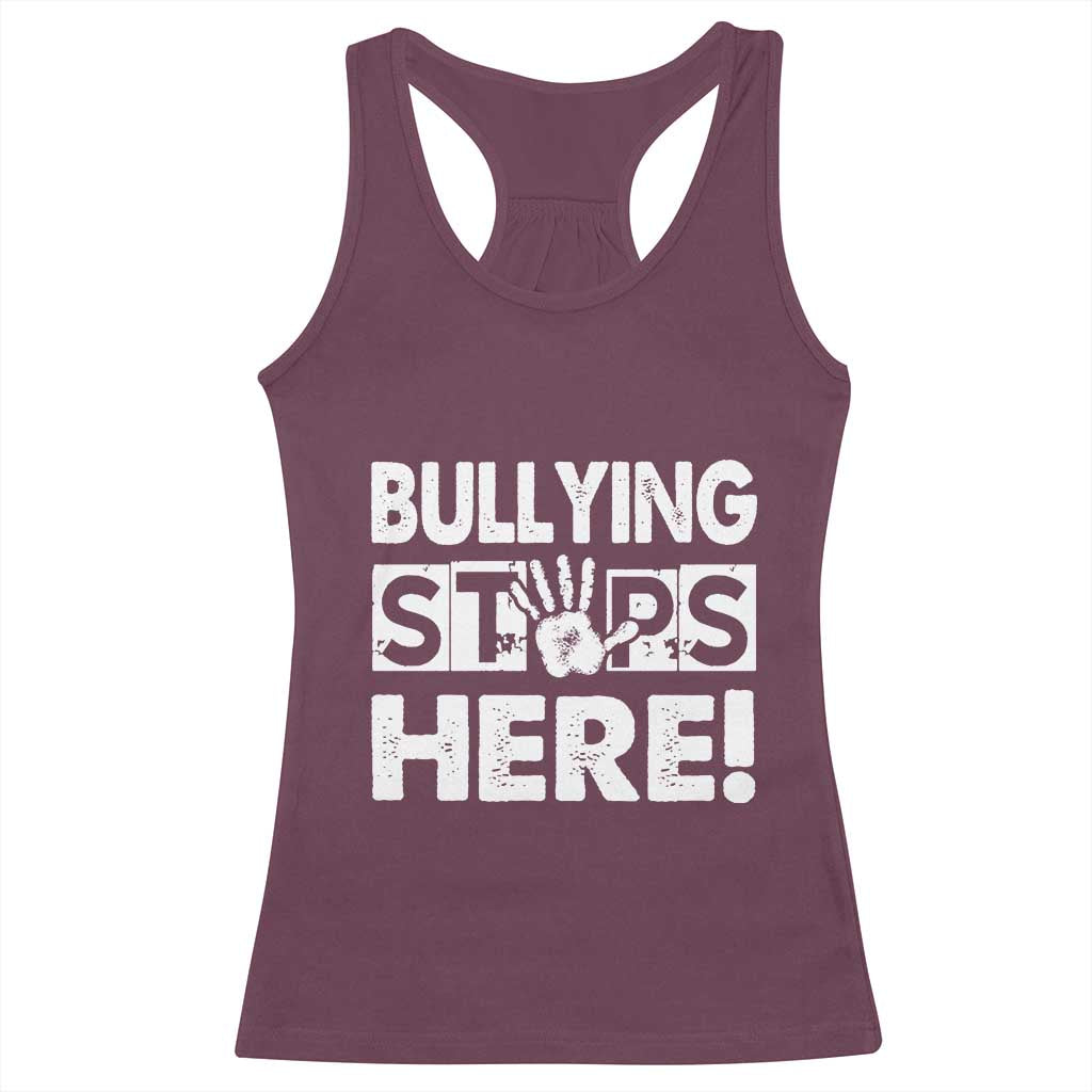 Pink Shirt Day Racerback Tank Top Bullying Stops Here Stand Up To Bullies