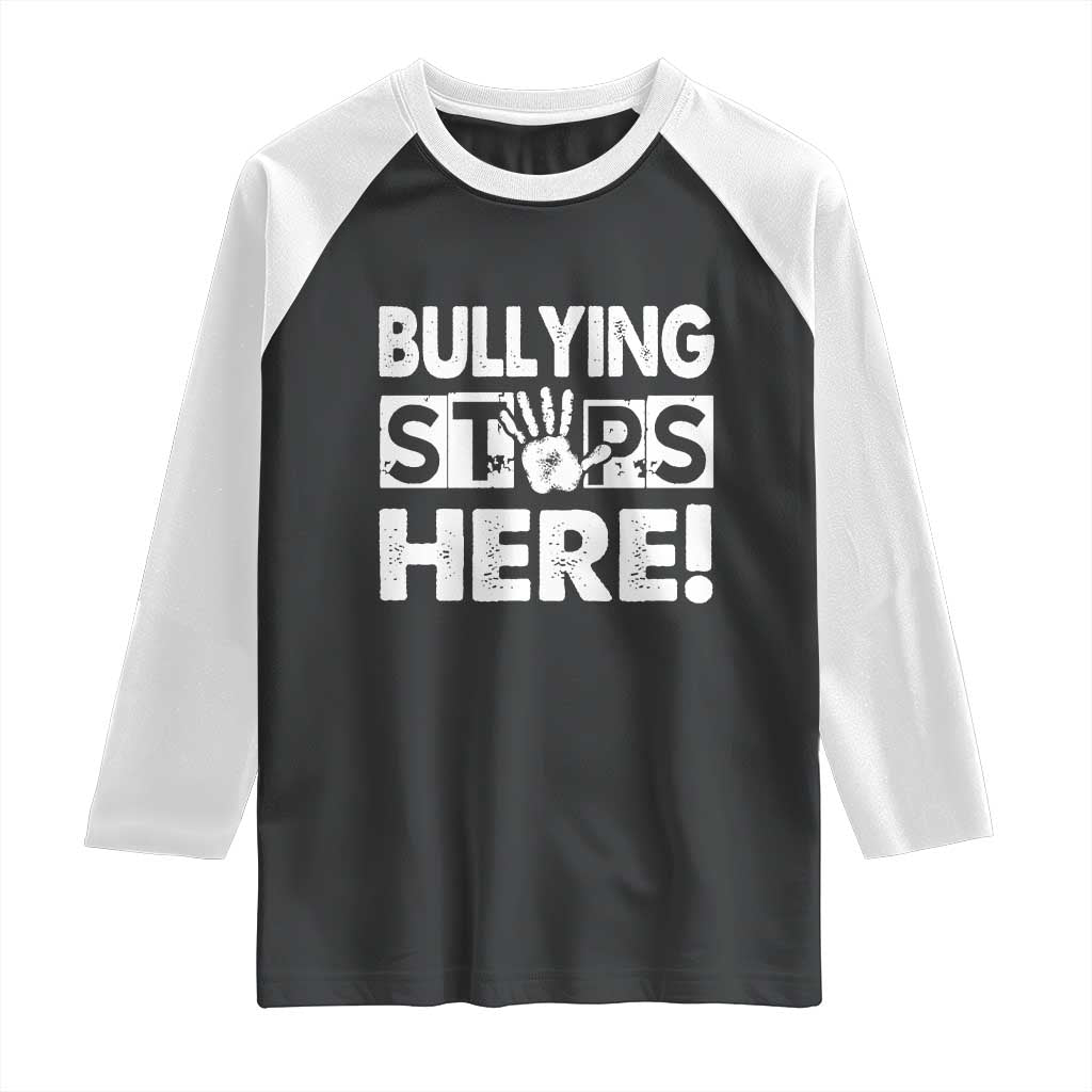 Pink Shirt Day Raglan Shirt Bullying Stops Here Stand Up To Bullies