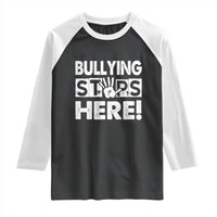 Pink Shirt Day Raglan Shirt Bullying Stops Here Stand Up To Bullies
