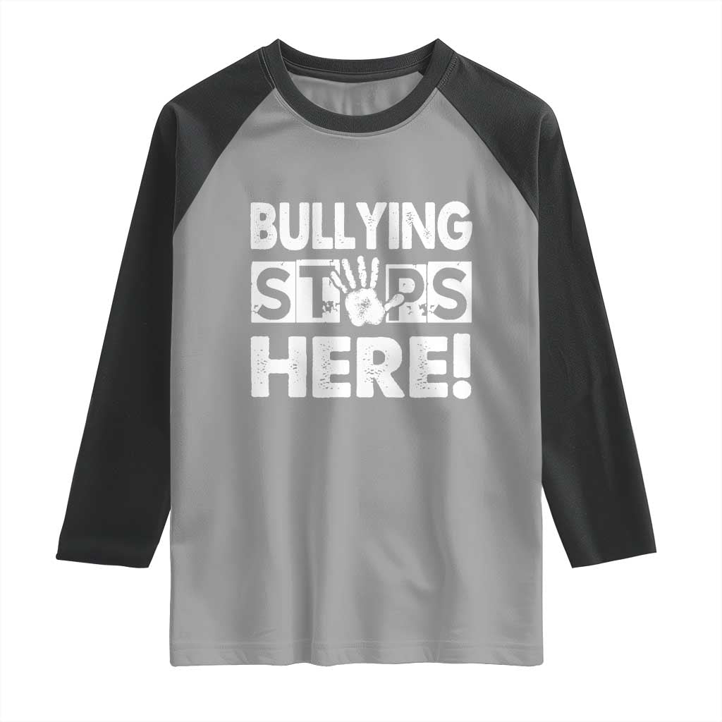 Pink Shirt Day Raglan Shirt Bullying Stops Here Stand Up To Bullies