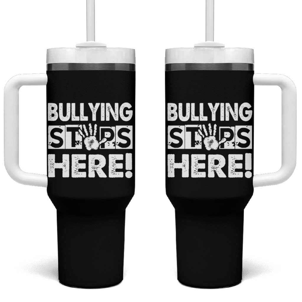 Pink Shirt Day Tumbler With Handle Bullying Stops Here Stand Up To Bullies