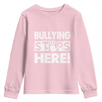 Pink Shirt Day Youth Sweatshirt Bullying Stops Here Stand Up To Bullies