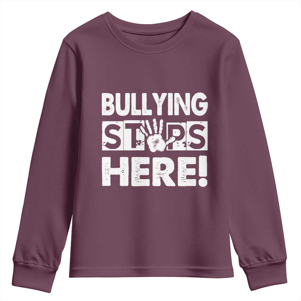 Pink Shirt Day Youth Sweatshirt Bullying Stops Here Stand Up To Bullies