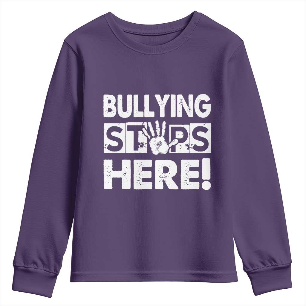 Pink Shirt Day Youth Sweatshirt Bullying Stops Here Stand Up To Bullies